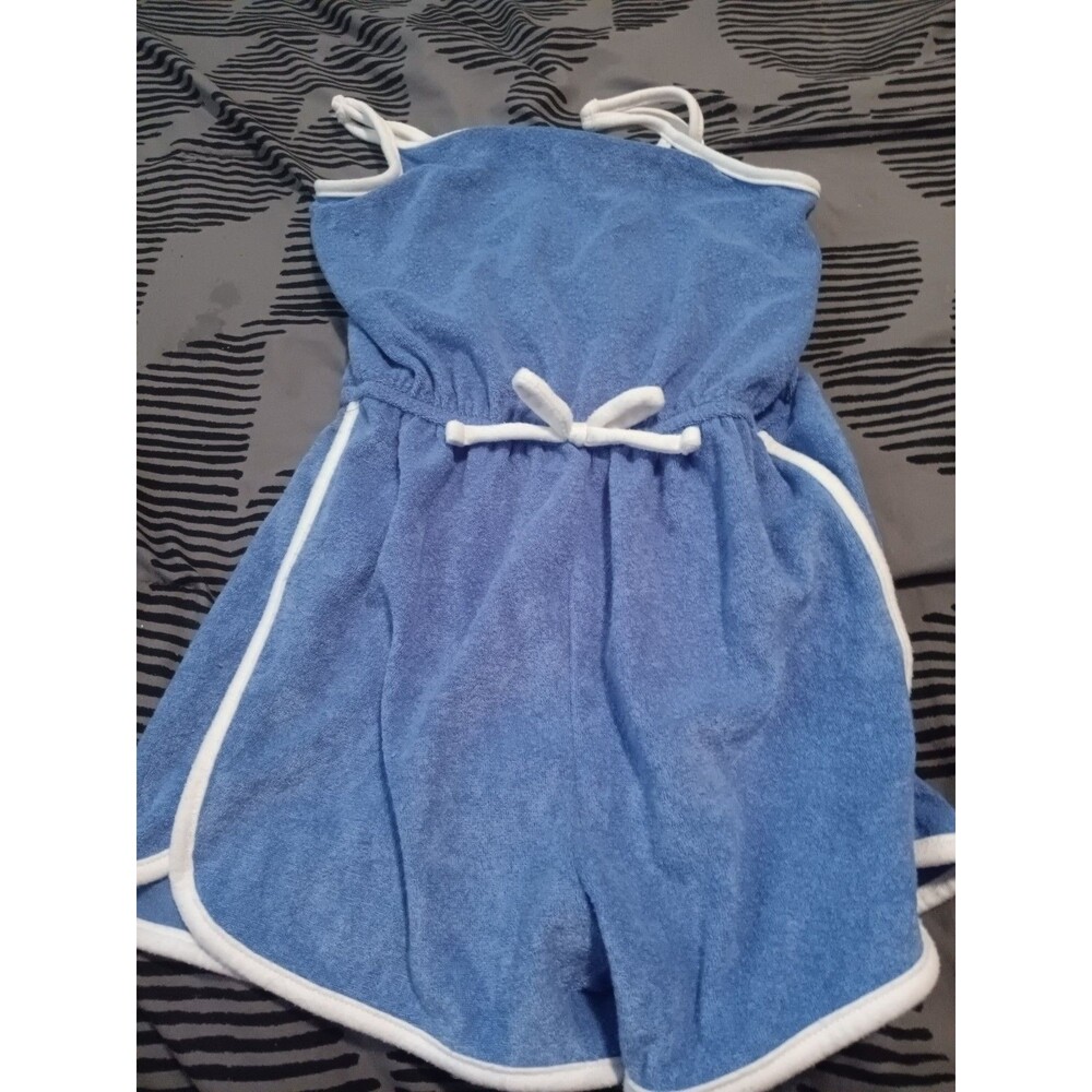 So‎ Spaghetti Top Romper Terry Cloth Size 7 Blue Cotton Kids